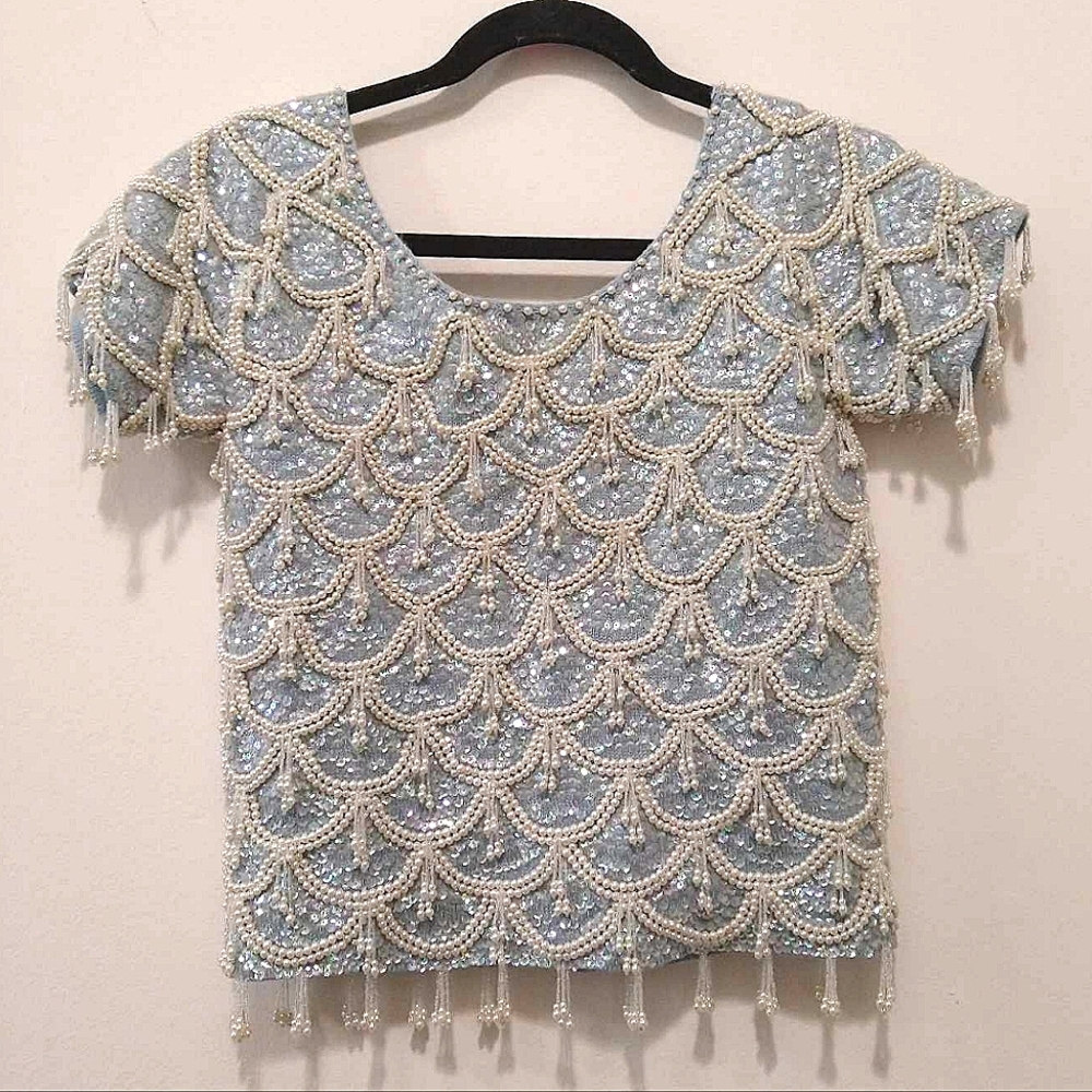 Vintage Virgin Wool Beaded Top